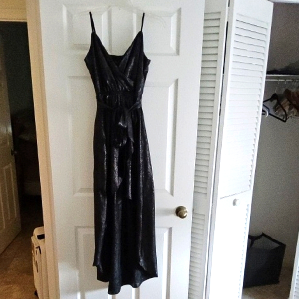 Express Black High Low Spaghetti Strap Evening Dress